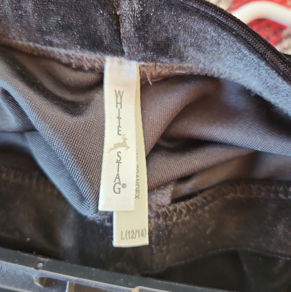 Velvet White Stag Black Elastic Waist Wide Leg Pants